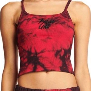 I.AM.GIA red and black tie dye tank top